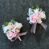 Max Romantic Silk Hand Flowers Wedding Bride Bridesmaid Wrist Corsage Champagne