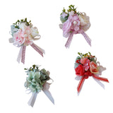 Max Romantic Silk Hand Flowers Wedding Bride Bridesmaid Wrist Corsage Champagne