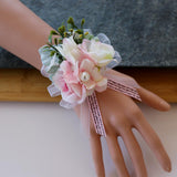 Max Romantic Silk Hand Flowers Wedding Bride Bridesmaid Wrist Corsage Champagne