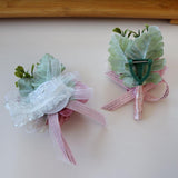 Max Romantic Silk Hand Flowers Wedding Bride Bridesmaid Wrist Corsage Champagne