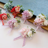 Max Romantic Silk Hand Flowers Wedding Bride Bridesmaid Wrist Corsage Champagne