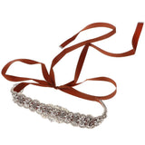 Max Bridal Wedding Dress Rhinestone Belt Bridal Sash Belt Accessories Brown