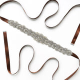 Max Bridal Wedding Dress Rhinestone Belt Bridal Sash Belt Accessories Brown