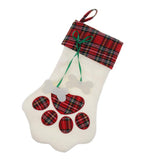 Christmas Dog Paw Fabric Candy Gift Bag Christmas Tree Hanging Decor Red