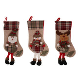 Christmas Stockings Plaid Candy Gift Bag Christmas Hanging Decor Santa