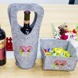 2pcs Set Christmas Non Woven Wine Bottle Cover Candy Box Christmas Decor