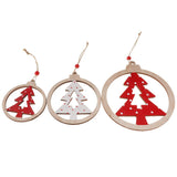 3pcs Christmas Wooden Xmas Tree Cutout Hanging Gift Tag Christmas Tree Decor