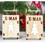 Christmas Sleigh Wooden Pendant Hanging Sign Christmas Tree Decoration B