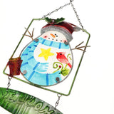 Welcome Christmas Iron Santa Claus Snowman Wind Bell Hanging Decor Green