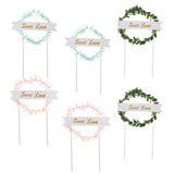 6pcs Leaves Wreath Sweet Love Cake Toppers Wedding Birthday Party Supplier