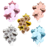 14pcs Metallic Foil Latex Star Heart Balloons Set Party Decor Pink