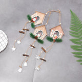 Max Christmas Wooden House Tree Ornament Pendant Hanging Home Decor Santa Claus