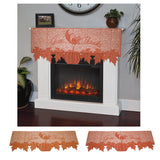 Max Lace Fireplace Cloth Runner Pumpkin Maple Leaf Mantle Scarf Thanksgiving  A