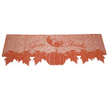 Lace Fireplace Cloth Runner Pumpkin Maple Leaf Mantle Scarf Thanksgiving B