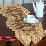 Max 13x45 Inch Lace Table Runner Tablecloth Christmas Party Table Decor Gold