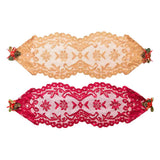 Max 13x45 Inch Lace Table Runner Tablecloth Christmas Party Table Decor Red