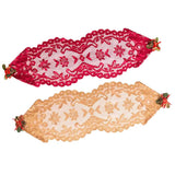 Max 13x45 Inch Lace Table Runner Tablecloth Christmas Party Table Decor Red