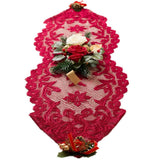 Max 13x45 Inch Lace Table Runner Tablecloth Christmas Party Table Decor Red