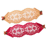 Max 13x45 Inch Lace Table Runner Tablecloth Christmas Party Table Decor Red