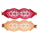 Max 13x45 Inch Lace Table Runner Tablecloth Christmas Party Table Decor Red