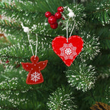 12Pcs/Box Wooden Heart & Angel Ornament Xmas Tree Hanging Tags Decor Christmas Decorations & Holiday Gift