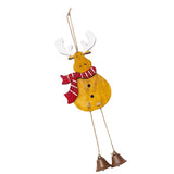 Christmas Wooden Reindeer Bell Hanger Gift Tag Xmas Tree Decoration Red