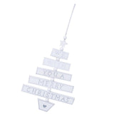 Max Merry Christmas Tree Shape Wooden Pendant Hanging Christmas Ornament White