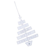 Max Merry Christmas Tree Shape Wooden Pendant Hanging Christmas Ornament White