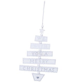 Max Merry Christmas Tree Shape Wooden Pendant Hanging Christmas Ornament White