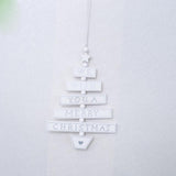 Max Merry Christmas Tree Shape Wooden Pendant Hanging Christmas Ornament White