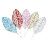 Max 5pcs Artificial Hollow out Leaves Picks DIY Crafts Christmas Tree Decor