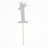 Max 10pcs 1 Crown Cake Topper Cupcake Picks 1st Birthday Party Cake Decor Silver