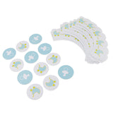 Pack of 24 Cute Baby Carriage Pacifier Design Paper Cupcake Topper & Cake Wrapper Decor Set