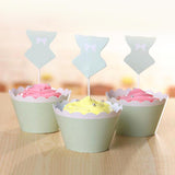 12 Sets Cupcake Topper and Wrapper Decor Cake Baking Accessories Light Blue