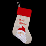 Christmas Linen Embroidered Christmas Stockings Candy Gift Bag Decor Santa