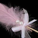 Maxbell Cake Topper Insert Sticks with Feather Wedding Party Cake Decoration Pink