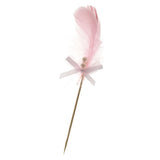 Maxbell Cake Topper Insert Sticks with Feather Wedding Party Cake Decoration Pink