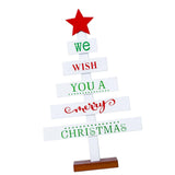 Happy New Year Merry Christmas Wooden Sign Table Centerpiece Decor White