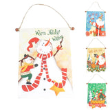 Christmas Santa Snowman Canvas Flag Hanging Flags Banner Christmas Decor A