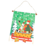 Christmas Santa Snowman Canvas Flag Hanging Flags Banner Christmas Decor D