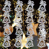 30pcs DIY Plastic Tinkle Bell Christmas Pendants Xmas Hanging Decor Silver