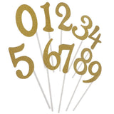 Maxbell Glitter 0-9 Cupcake Picks Cake Topper Birthday Anniversary Decoration Gold