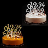 Maxbell Glitter 0-9 Cupcake Picks Cake Topper Birthday Anniversary Decoration Gold