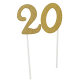 Maxbell Glitter 0-9 Cupcake Picks Cake Topper Birthday Anniversary Decoration Gold