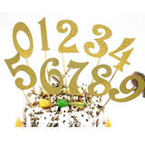 Maxbell Glitter 0-9 Cupcake Picks Cake Topper Birthday Anniversary Decoration Gold