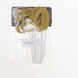 Maxbell Glitter 0-9 Cupcake Picks Cake Topper Birthday Anniversary Decoration Gold