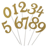 Maxbell Glitter 0-9 Cupcake Picks Cake Topper Birthday Anniversary Decoration Gold