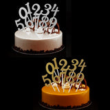 Maxbell Glitter 0-9 Cupcake Picks Cake Topper Birthday Anniversary Decoration Gold