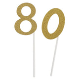 Maxbell Glitter 0-9 Cupcake Picks Cake Topper Birthday Anniversary Decoration Gold