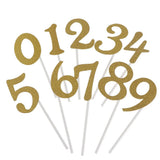 Maxbell Glitter 0-9 Cupcake Picks Cake Topper Birthday Anniversary Decoration Gold